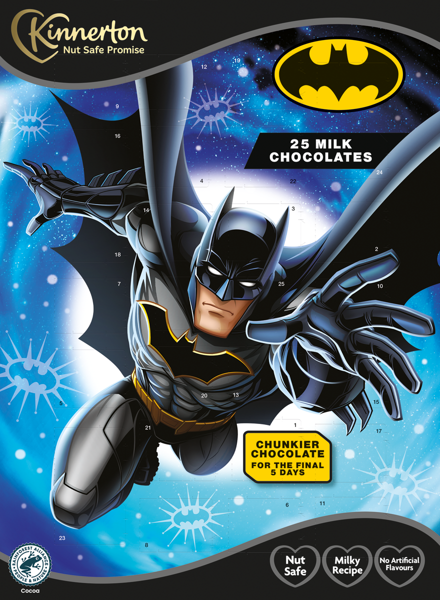 Case Of 18 Batman Kinnerton Kids 90g Advent Calendar GoodiBox case-of-18-batman-kinnerton-kids-90g-advent-calendar-goodibox